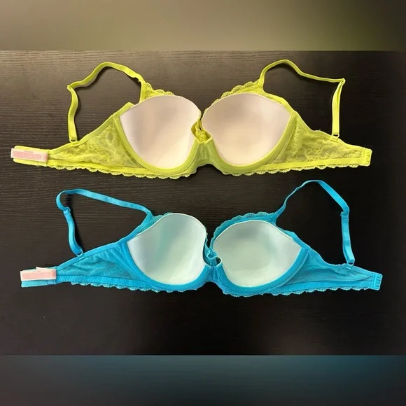 Victoria's Secret Lace Underwire Bra Set - Blue and Yellow - Picture 3 of 6